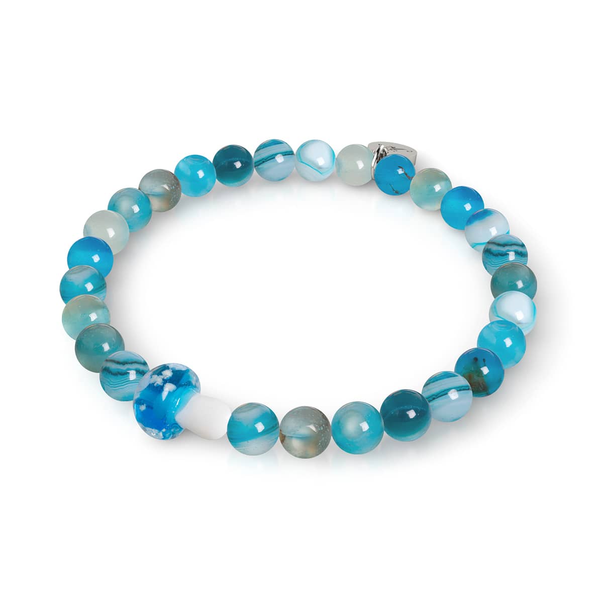 Light Blue Agate | .925 Sterling Silver | Firefly Glass Mushroom Gemstone Bracelet